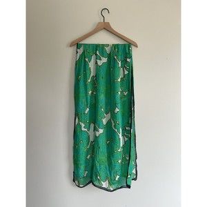 Women's Green White Navy Lightweight Nautical Rectangle Scarf